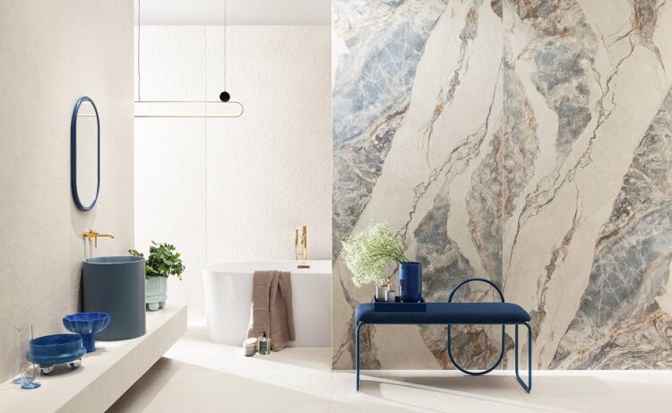 Niebieskie płytki do łazienki: kolekcja River Crown